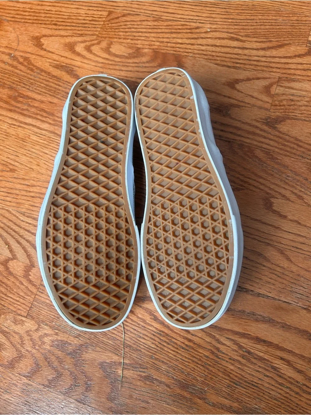 Women Slip-On Off The Wall Vans Canvas Shoes in Light Gray & White Stripes